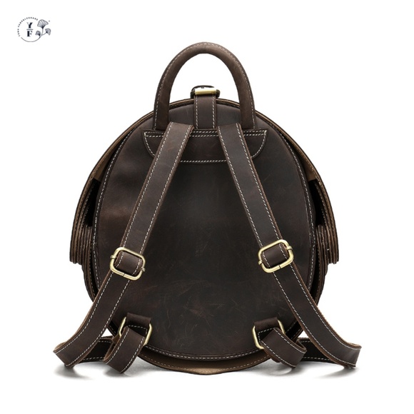 Vintage Round Crazy Horseskin Backpack